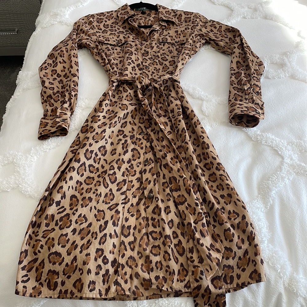 Lauren by Ralph Lauren Leopard Print Shirt Dress - Picture 7 of 7